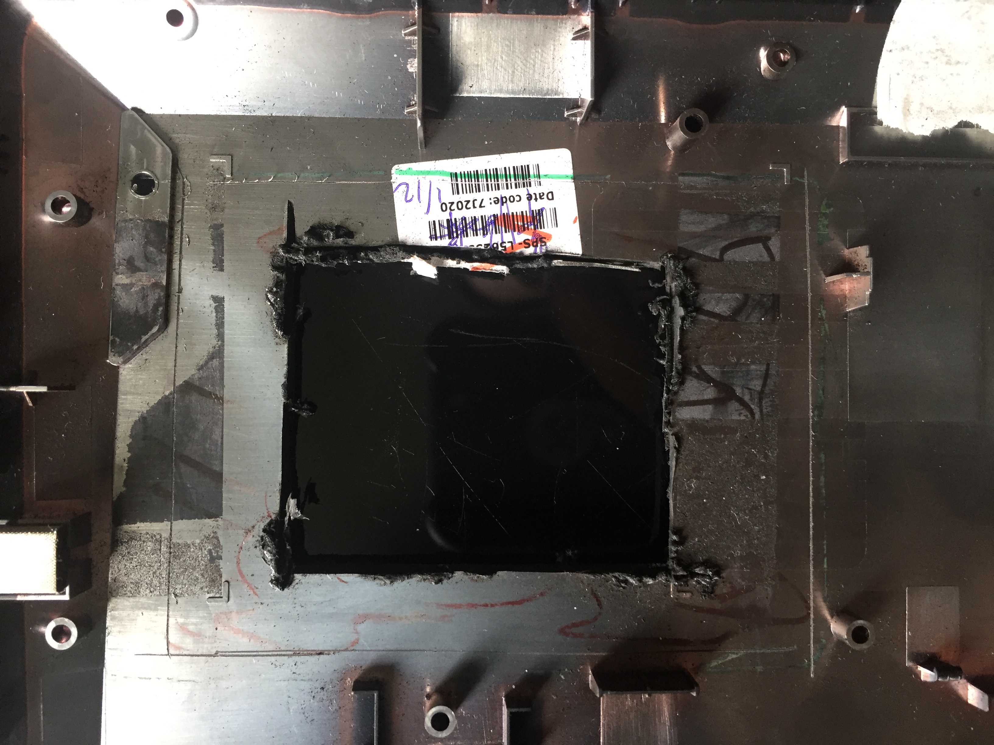 Close up of the initial cut.