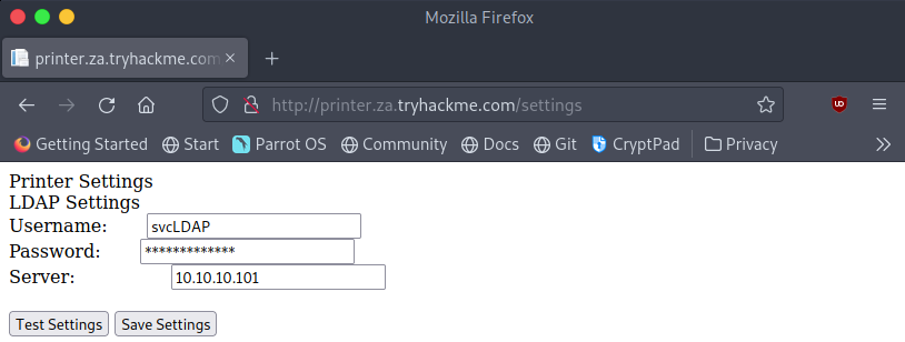 Printer using LDAP website