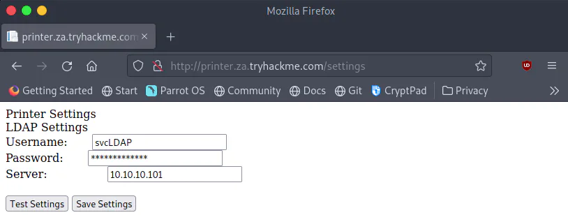 Printer using LDAP website