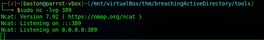 Netcat listener on port 389