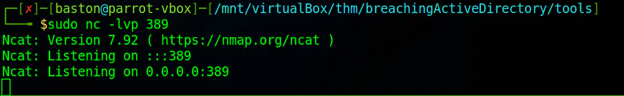 Netcat listener on port 389