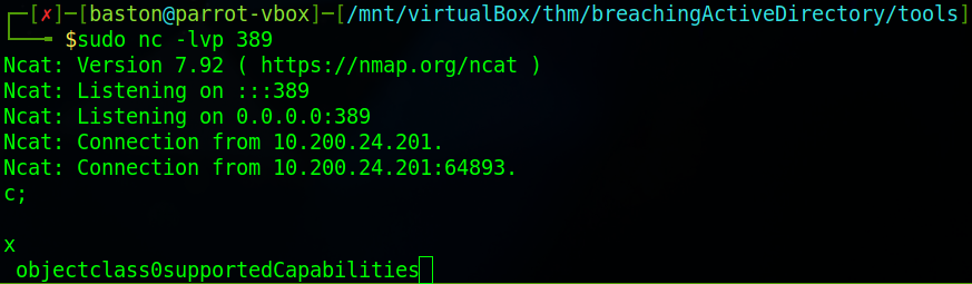 Response from printer