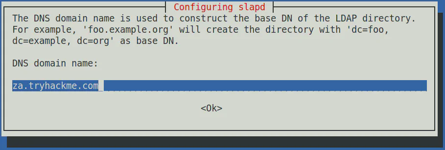 slapd DNS domain name setup