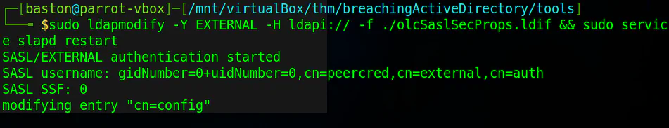 LDAP config updated using ldif file.