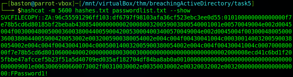 Running hashcat with the show option