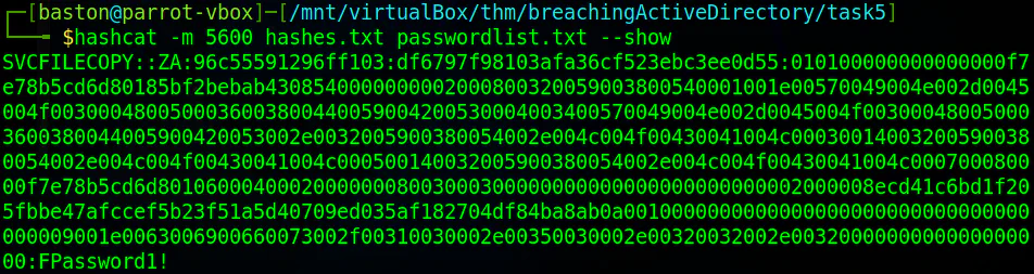 Running hashcat with the show option