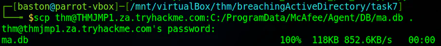 Copying over the database file to the local machine