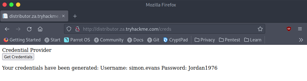 Credential Provider giving credentials