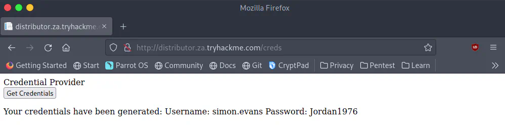 Credential Provider giving credentials