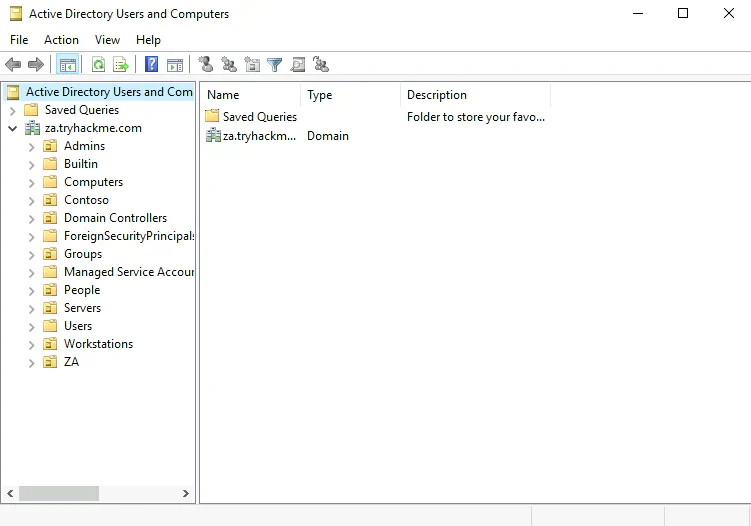 Active Directory Users and Computers browser