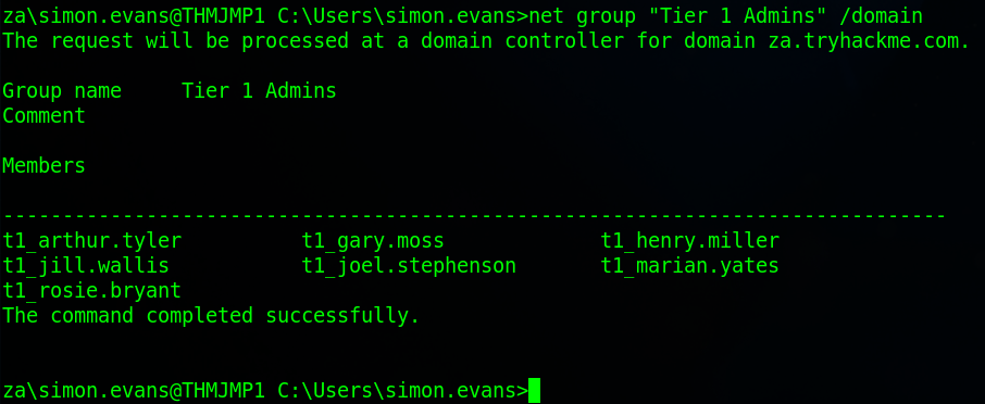 Users in the Tier 1 Admins group