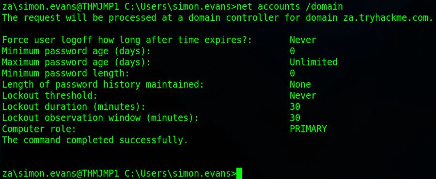 net accounts /domain output
