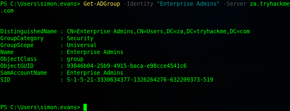 Enterprise Admins attributes