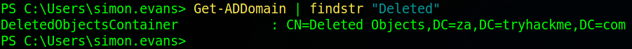 Get-ADDomain deleted AD objects
