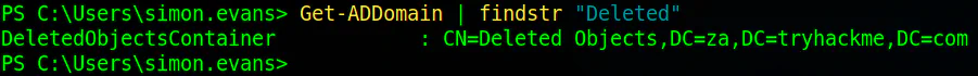 Get-ADDomain deleted AD objects