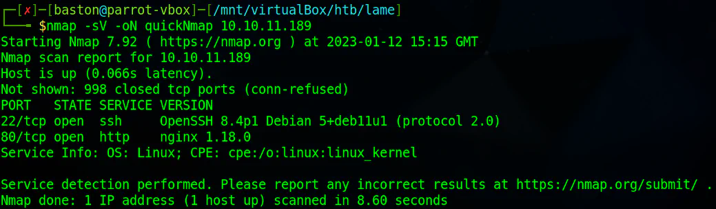 NMap output