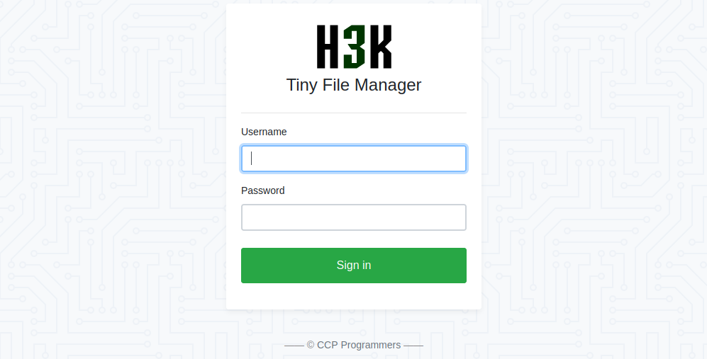 Tiny File Manager website