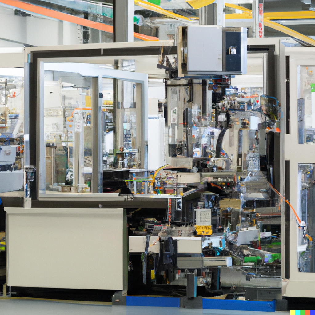 AI generated image of an advanced factory production line