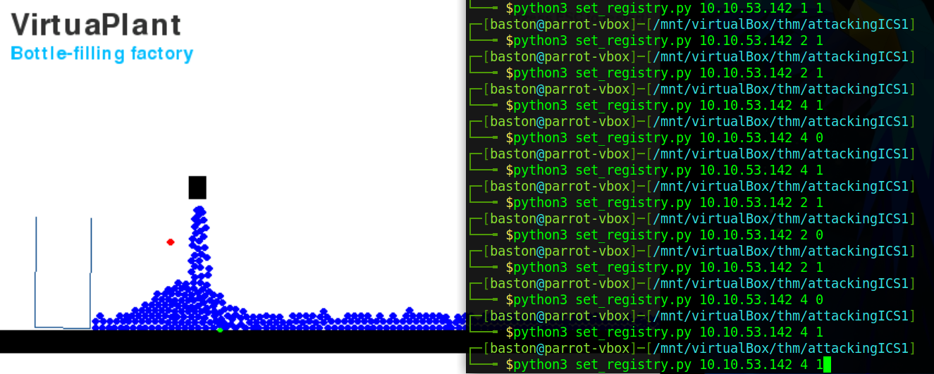 ICS plant has been messed with, water on floor, whoops.