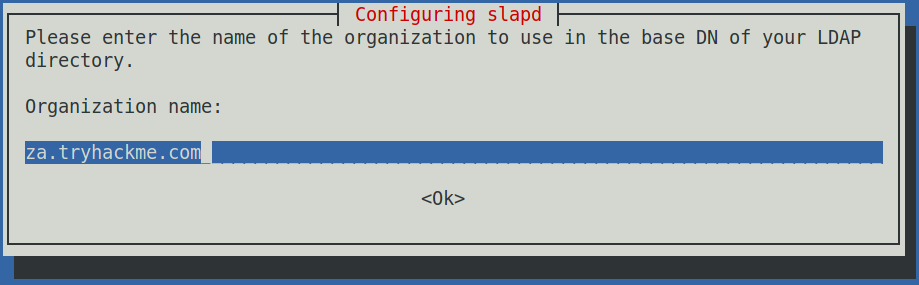 slapd Organization name configuration