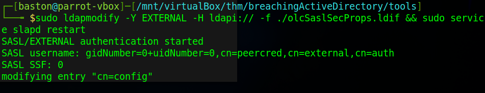 LDAP config updated using ldif file.